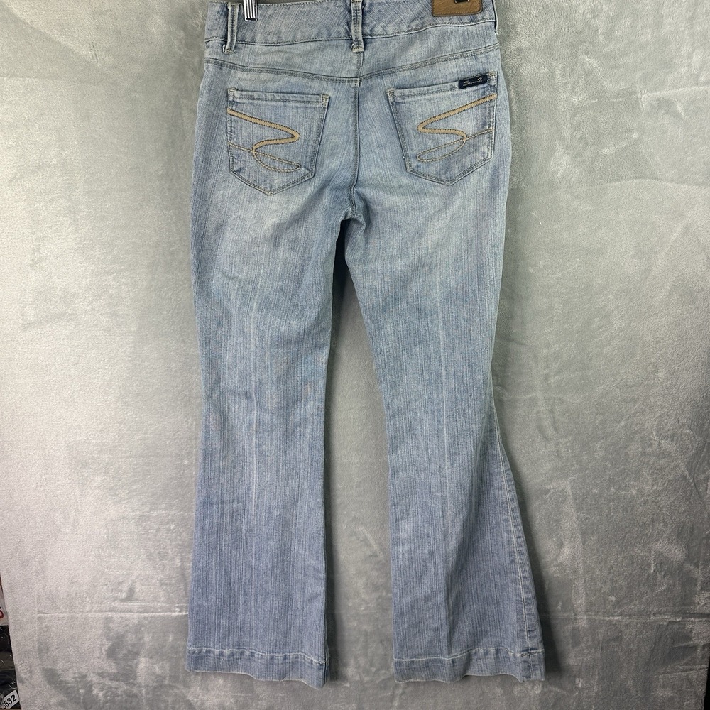 Seven7 Jeans Womens 29 Light Wash Flare Leg Stretch Denim Low Rise Y2K - Picture 7 of 16